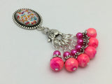 Butterfly Stitch Marker Holder with Marbled Pink Stitch Markers , Stitch Markers - Jill's Beaded Knit Bits, Jill's Beaded Knit Bits
 - 6