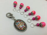 Butterfly Stitch Marker Holder with Marbled Pink Stitch Markers , Stitch Markers - Jill's Beaded Knit Bits, Jill's Beaded Knit Bits
 - 3