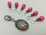 Butterfly Stitch Marker Holder with Marbled Pink Stitch Markers , Stitch Markers - Jill's Beaded Knit Bits, Jill's Beaded Knit Bits
 - 5