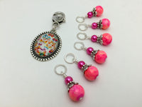 Butterfly Stitch Marker Holder with Marbled Pink Stitch Markers , Stitch Markers - Jill's Beaded Knit Bits, Jill's Beaded Knit Bits
 - 2