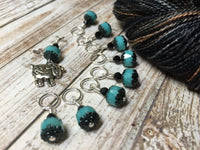 Turquoise Sheep Snag Free Knitting Marker Set , Stitch Markers - Jill's Beaded Knit Bits, Jill's Beaded Knit Bits
 - 8