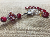 Cherry Red Knitting Bag Stitch Marker Lanyard Holder , Stitch Markers - Jill's Beaded Knit Bits, Jill's Beaded Knit Bits
 - 3