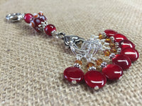 Cherry Red Knitting Bag Stitch Marker Lanyard Holder , Stitch Markers - Jill's Beaded Knit Bits, Jill's Beaded Knit Bits
 - 4