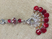 Cherry Red Knitting Bag Stitch Marker Lanyard Holder , Stitch Markers - Jill's Beaded Knit Bits, Jill's Beaded Knit Bits
 - 6