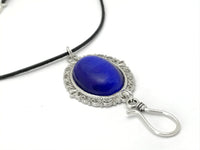 Cobalt Cats Eye Portuguese Knitting Necklace | Work ID Holder