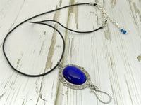 Cobalt Cats Eye Portuguese Knitting Necklace | Work ID Holder