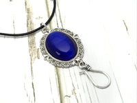Cobalt Cats Eye Portuguese Knitting Necklace | Work ID Holder