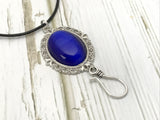 Cobalt Cats Eye Portuguese Knitting Necklace | Work ID Holder