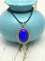 Cobalt Cats Eye Portuguese Knitting Necklace | Work ID Holder