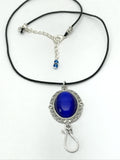 Cobalt Cats Eye Portuguese Knitting Necklace | Work ID Holder