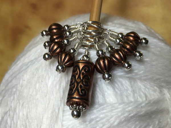 Stitch Marker Set- Copper Acrylic , Stitch Markers - Jill's Beaded Knit Bits, Jill's Beaded Knit Bits
 - 1