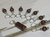 Stitch Marker Set- Copper Acrylic , Stitch Markers - Jill's Beaded Knit Bits, Jill's Beaded Knit Bits
 - 6