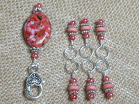 Coral Mosaic Stitch Marker Set , Stitch Markers - Jill's Beaded Knit Bits, Jill's Beaded Knit Bits
 - 2