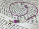 Cross Bookmark in Pink- Beaded Book Thong- Religious Gifts , Accessories - Jill's Beaded Knit Bits, Jill's Beaded Knit Bits
 - 2