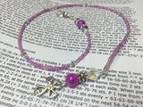 Cross Bookmark in Pink- Beaded Book Thong- Religious Gifts , Accessories - Jill's Beaded Knit Bits, Jill's Beaded Knit Bits
 - 3