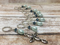 Baby Blue Cross Stitch Marker Set , Stitch Markers - Jill's Beaded Knit Bits, Jill's Beaded Knit Bits
 - 6