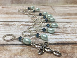 Baby Blue Cross Stitch Marker Set , Stitch Markers - Jill's Beaded Knit Bits, Jill's Beaded Knit Bits
 - 6