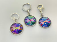Dragonfly Stitch Markers for Knitting or Crochet, Closed Rings, Open Rings, or Clasps