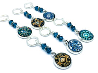 6 Snag Free Decorative Medallion Stitch Marker Charms- Gift for Knitters