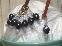 Eggplant Pearl Snag Free Stitch Markers , Stitch Markers - Jill's Beaded Knit Bits, Jill's Beaded Knit Bits
 - 3