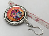 Exotic Feathers Owl MAGNETIC Portuguese Knitting Pin- ID Badge Holder