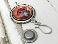 Exotic Feathers Owl MAGNETIC Portuguese Knitting Pin- ID Badge Holder