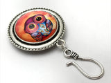 Exotic Feathers Owl MAGNETIC Portuguese Knitting Pin- ID Badge Holder