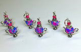 6 Spotted Teapot Stitch Markers- Gift for Knitters , Stitch Markers - Jill's Beaded Knit Bits, Jill's Beaded Knit Bits
 - 4