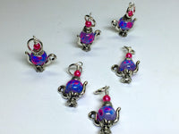 6 Spotted Teapot Stitch Markers- Gift for Knitters , Stitch Markers - Jill's Beaded Knit Bits, Jill's Beaded Knit Bits
 - 6