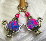 6 Spotted Teapot Stitch Markers- Gift for Knitters , Stitch Markers - Jill's Beaded Knit Bits, Jill's Beaded Knit Bits
 - 2