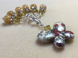 Floral Print Butterfly Stitch Marker Holder Set- Yellow , Stitch Markers - Jill's Beaded Knit Bits, Jill's Beaded Knit Bits
 - 1