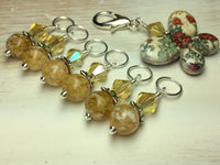 Floral Print Butterfly Stitch Marker Holder Set- Yellow , Stitch Markers - Jill's Beaded Knit Bits, Jill's Beaded Knit Bits
 - 3