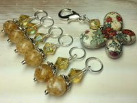 Floral Print Butterfly Stitch Marker Holder Set- Yellow , Stitch Markers - Jill's Beaded Knit Bits, Jill's Beaded Knit Bits
 - 4