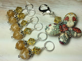 Floral Print Butterfly Stitch Marker Holder Set- Yellow , Stitch Markers - Jill's Beaded Knit Bits, Jill's Beaded Knit Bits
 - 5