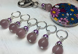 Multi-Colored Floral Stitch Marker Holder & Snag Free Purple Cats Eye Markers , Stitch Markers - Jill's Beaded Knit Bits, Jill's Beaded Knit Bits
 - 9