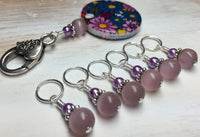 Multi-Colored Floral Stitch Marker Holder & Snag Free Purple Cats Eye Markers , Stitch Markers - Jill's Beaded Knit Bits, Jill's Beaded Knit Bits
 - 1