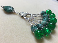 Green Agate & Cracked Glass Stitch Marker Holder Set- Snag Free , Stitch Markers - Jill's Beaded Knit Bits, Jill's Beaded Knit Bits
 - 2