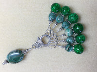 Green Agate & Cracked Glass Stitch Marker Holder Set- Snag Free , Stitch Markers - Jill's Beaded Knit Bits, Jill's Beaded Knit Bits
 - 3