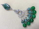 Green Agate & Cracked Glass Stitch Marker Holder Set- Snag Free , Stitch Markers - Jill's Beaded Knit Bits, Jill's Beaded Knit Bits
 - 4