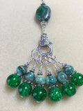 Green Agate & Cracked Glass Stitch Marker Holder Set- Snag Free , Stitch Markers - Jill's Beaded Knit Bits, Jill's Beaded Knit Bits
 - 5