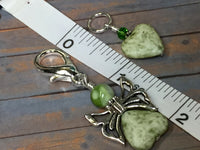 Green Heart Stitch Markers with Butterfly Holder , Stitch Markers - Jill's Beaded Knit Bits, Jill's Beaded Knit Bits
 - 4