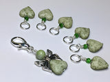 Green Heart Stitch Markers with Butterfly Holder , Stitch Markers - Jill's Beaded Knit Bits, Jill's Beaded Knit Bits
 - 2