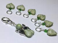 Green Heart Stitch Markers with Butterfly Holder , Stitch Markers - Jill's Beaded Knit Bits, Jill's Beaded Knit Bits
 - 6