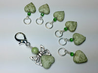 Green Heart Stitch Markers with Butterfly Holder , Stitch Markers - Jill's Beaded Knit Bits, Jill's Beaded Knit Bits
 - 7