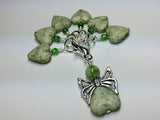 Green Heart Stitch Markers with Butterfly Holder , Stitch Markers - Jill's Beaded Knit Bits, Jill's Beaded Knit Bits
 - 1