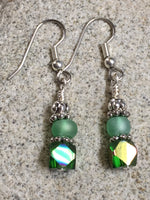 Green Cube Crystal Earrings , jewelry - Jill's Beaded Knit Bits, Jill's Beaded Knit Bits
 - 2