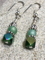 Green Cube Crystal Earrings , jewelry - Jill's Beaded Knit Bits, Jill's Beaded Knit Bits
 - 4