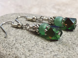 Green Cube Crystal Earrings , jewelry - Jill's Beaded Knit Bits, Jill's Beaded Knit Bits
 - 1
