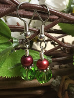 Green Crystal Drop Earrings , jewelry - Jill's Beaded Knit Bits, Jill's Beaded Knit Bits
 - 1