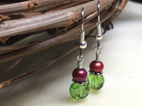 Green Crystal Drop Earrings , jewelry - Jill's Beaded Knit Bits, Jill's Beaded Knit Bits
 - 2